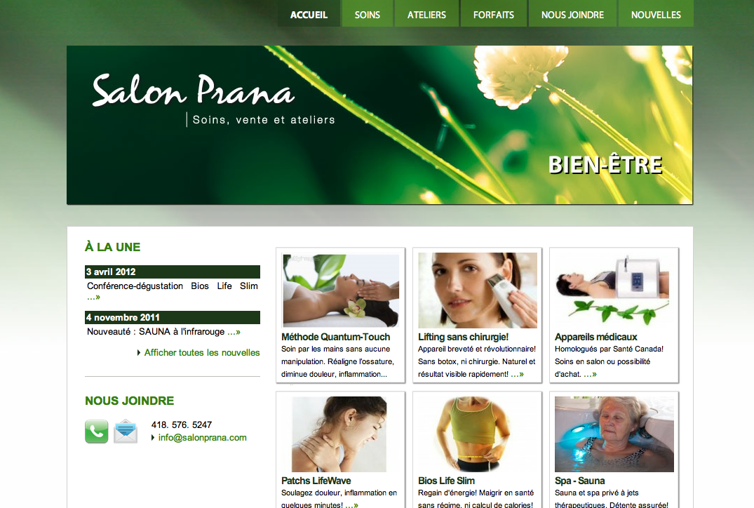 Site Web Salon Prana